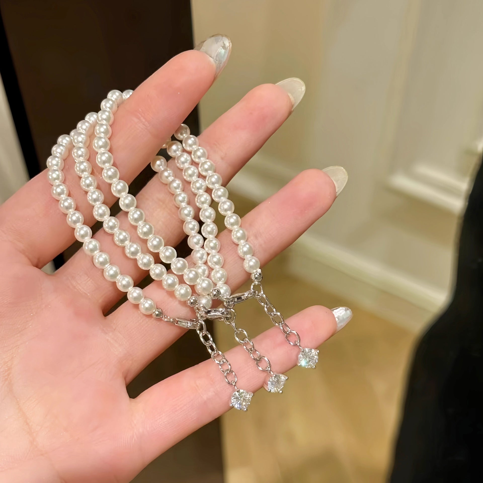 S925 sterling silver pearl bracelet