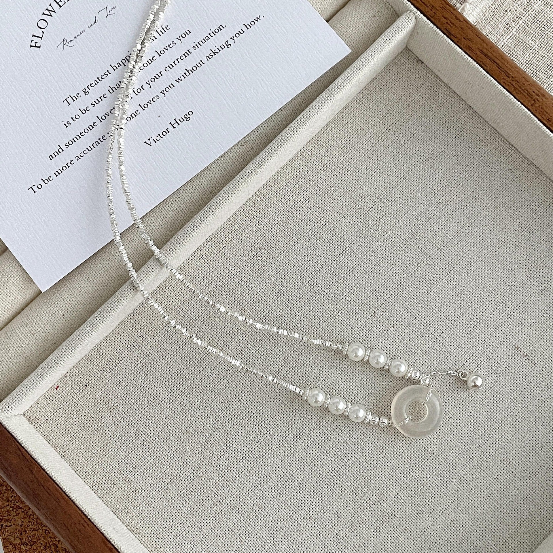 925 sterling silver chalcedony pendant necklace - silvery