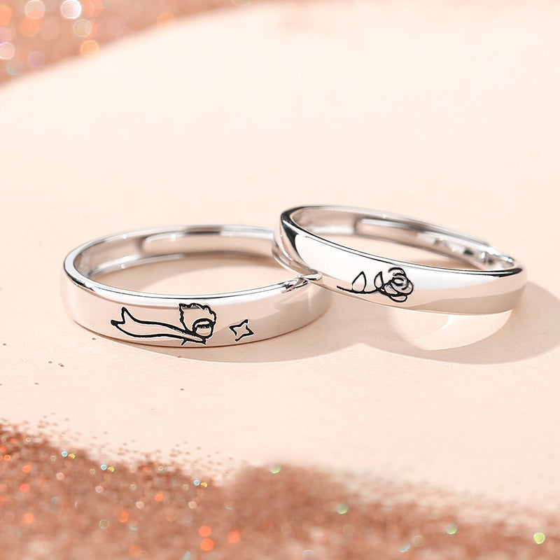 925 sterling silver couple ring - silvery