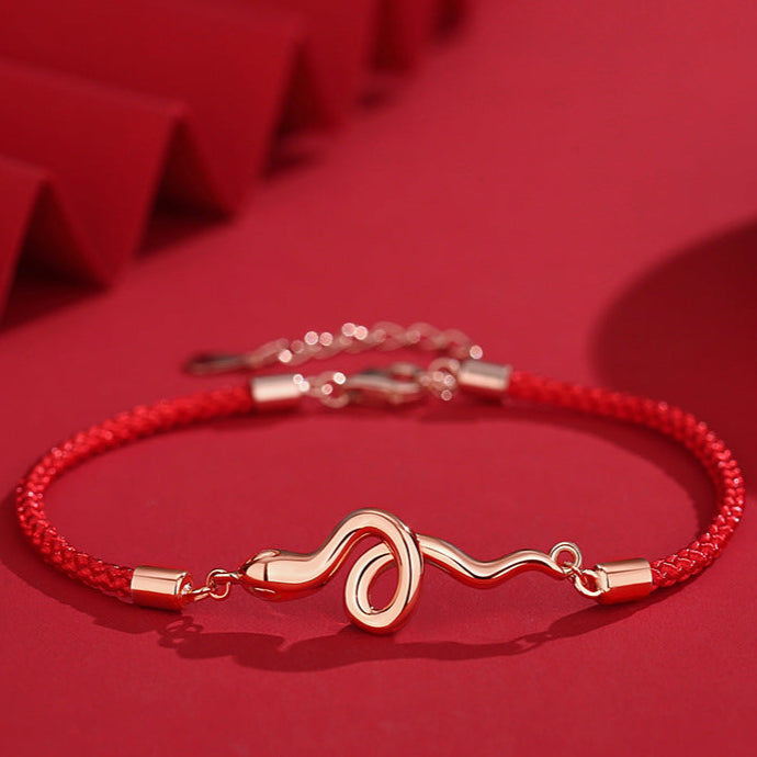 925 sterling silver snake year red rope bracelet