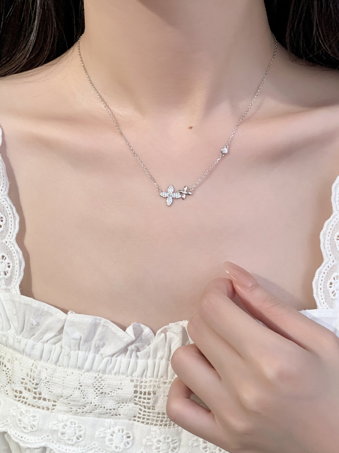 925 pure silver four-leaf clover necklace