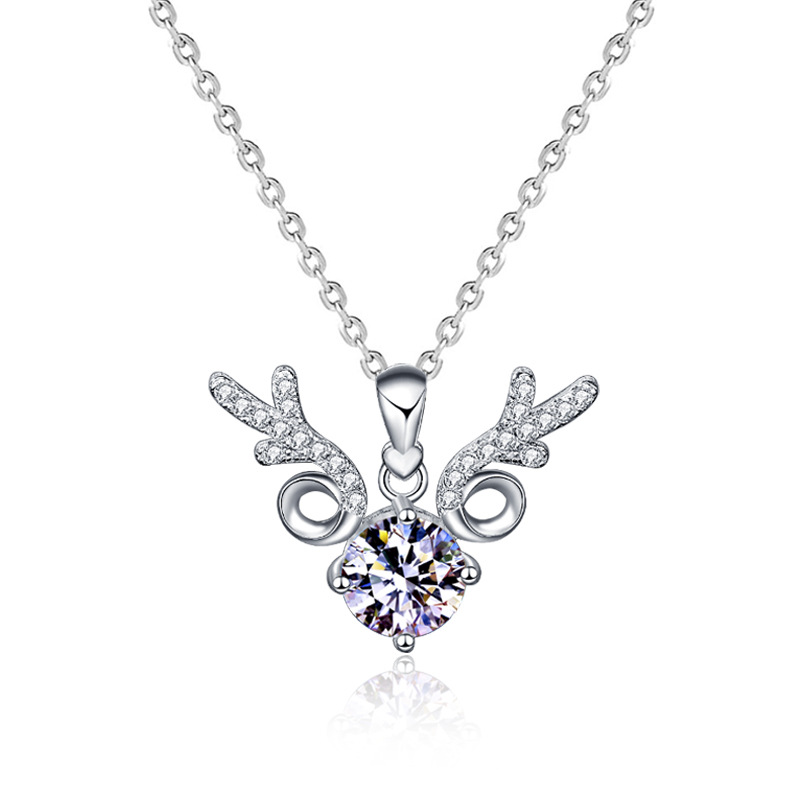 S925 Sterling Silver Antler Moissanite Necklace