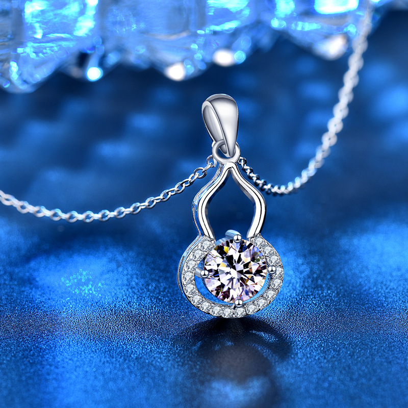 S925 Sterling Silver Moissanite Calabash Pendent Necklace