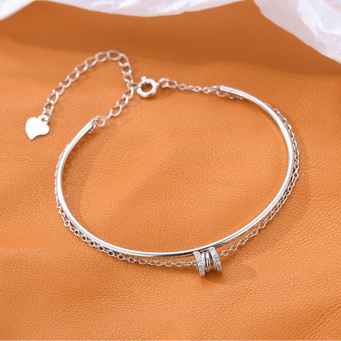 S925 sterling silver double-layer design bracelet