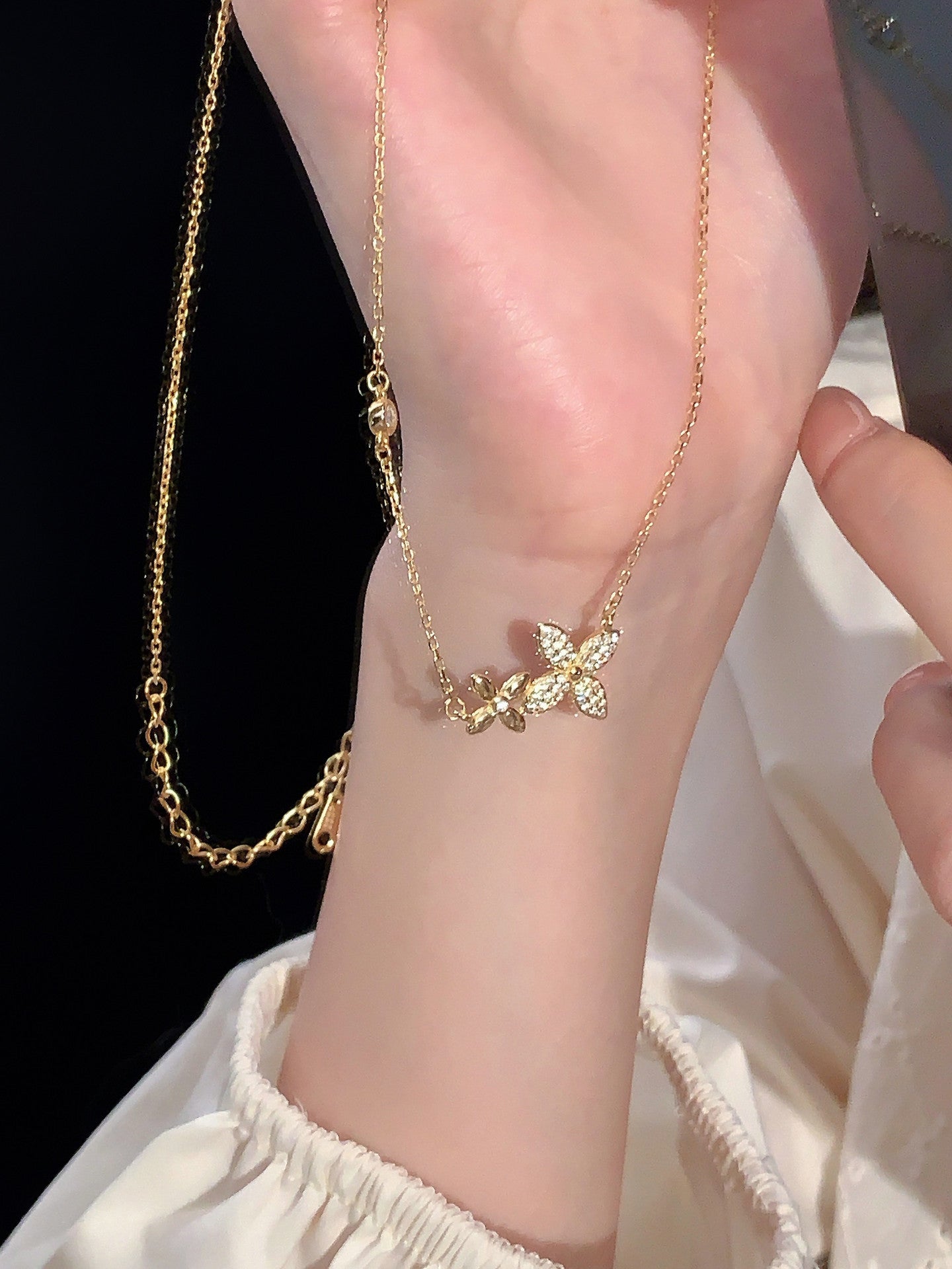 925 pure silver four-leaf clover necklace