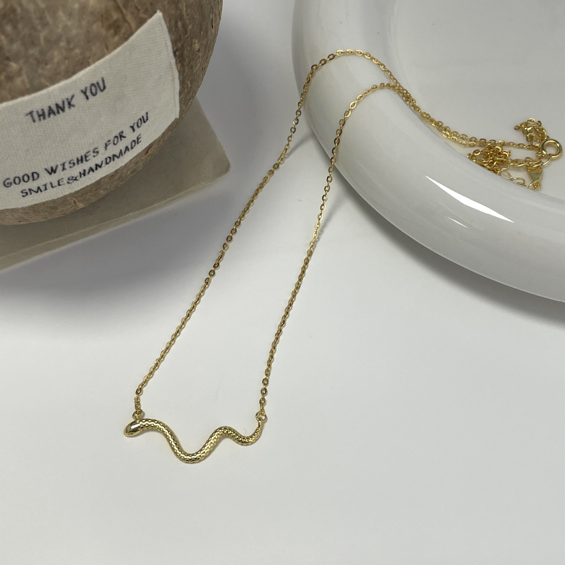 S925 sterling silver snake necklace
