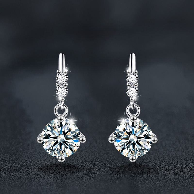 925 sterling silver tassel moissanite earrings