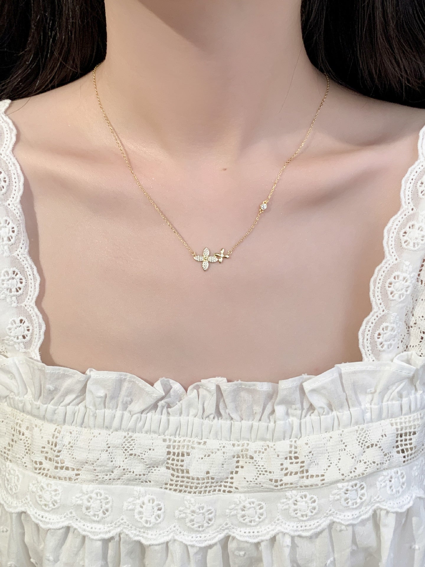 925 pure silver four-leaf clover necklace