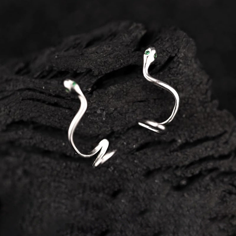 S925 sterling silver snake shaped earrings