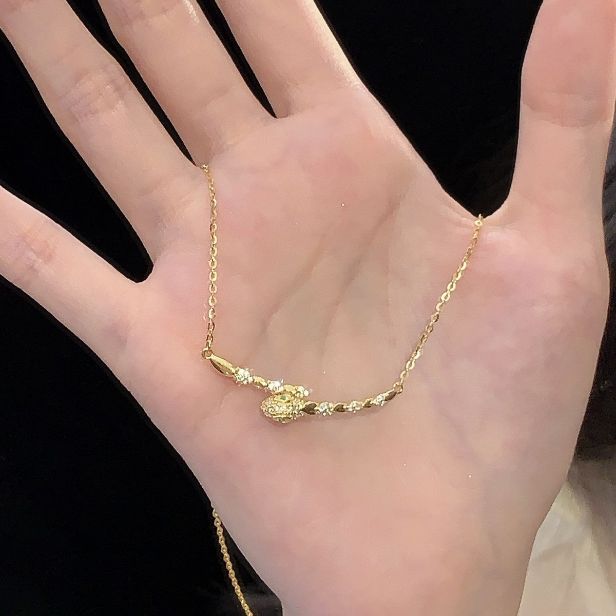 S925 sterling silver zodiac snake pendant necklace