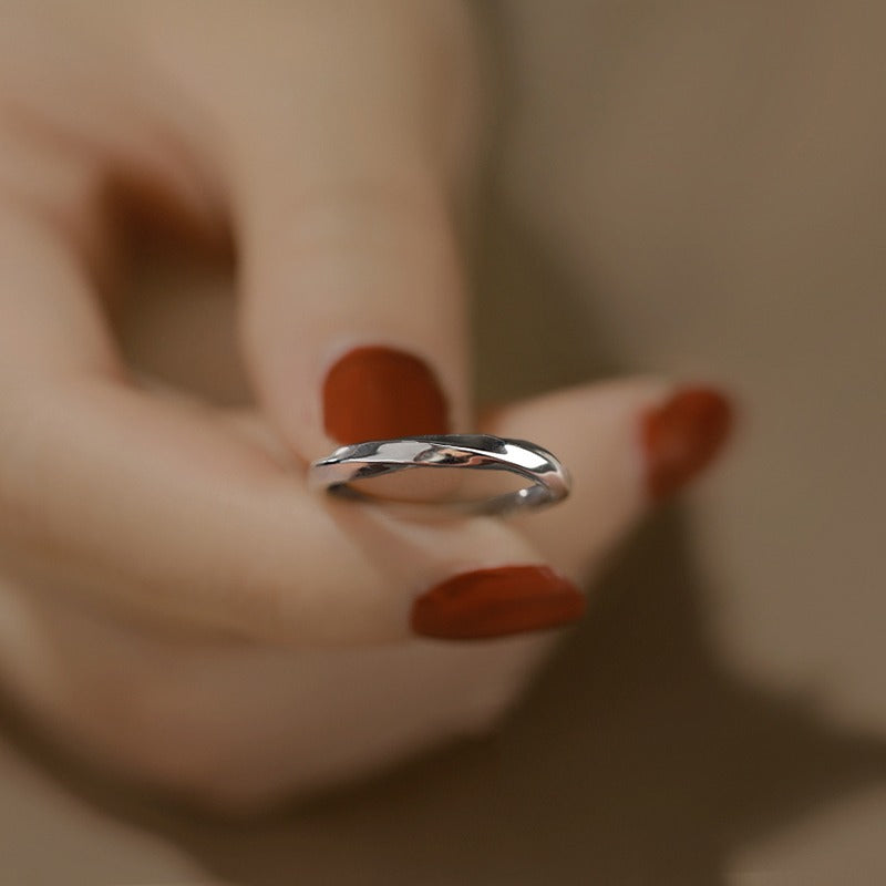 925 sterling silver Mobius ring - silvery