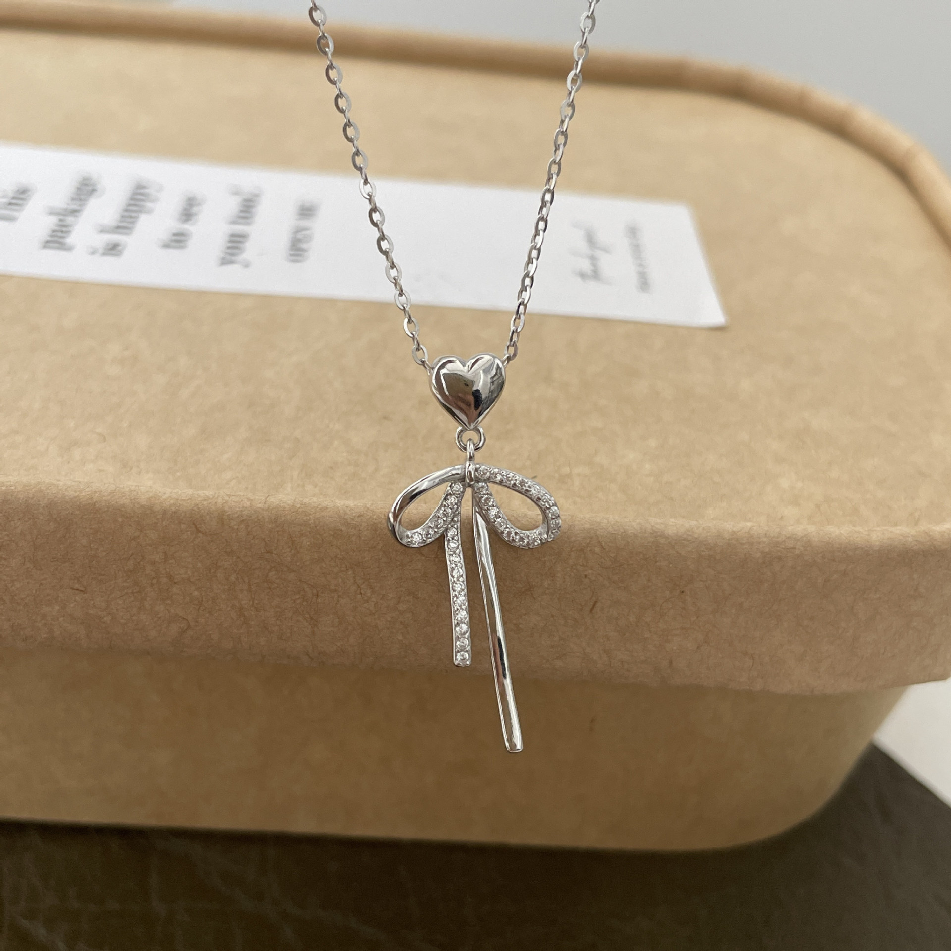 925 sterling silver bowknot pendant necklace