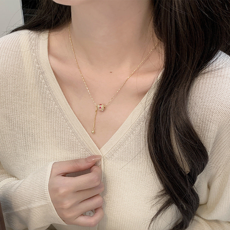 S925 sterling silver colored sparkling zirconium necklace - golden