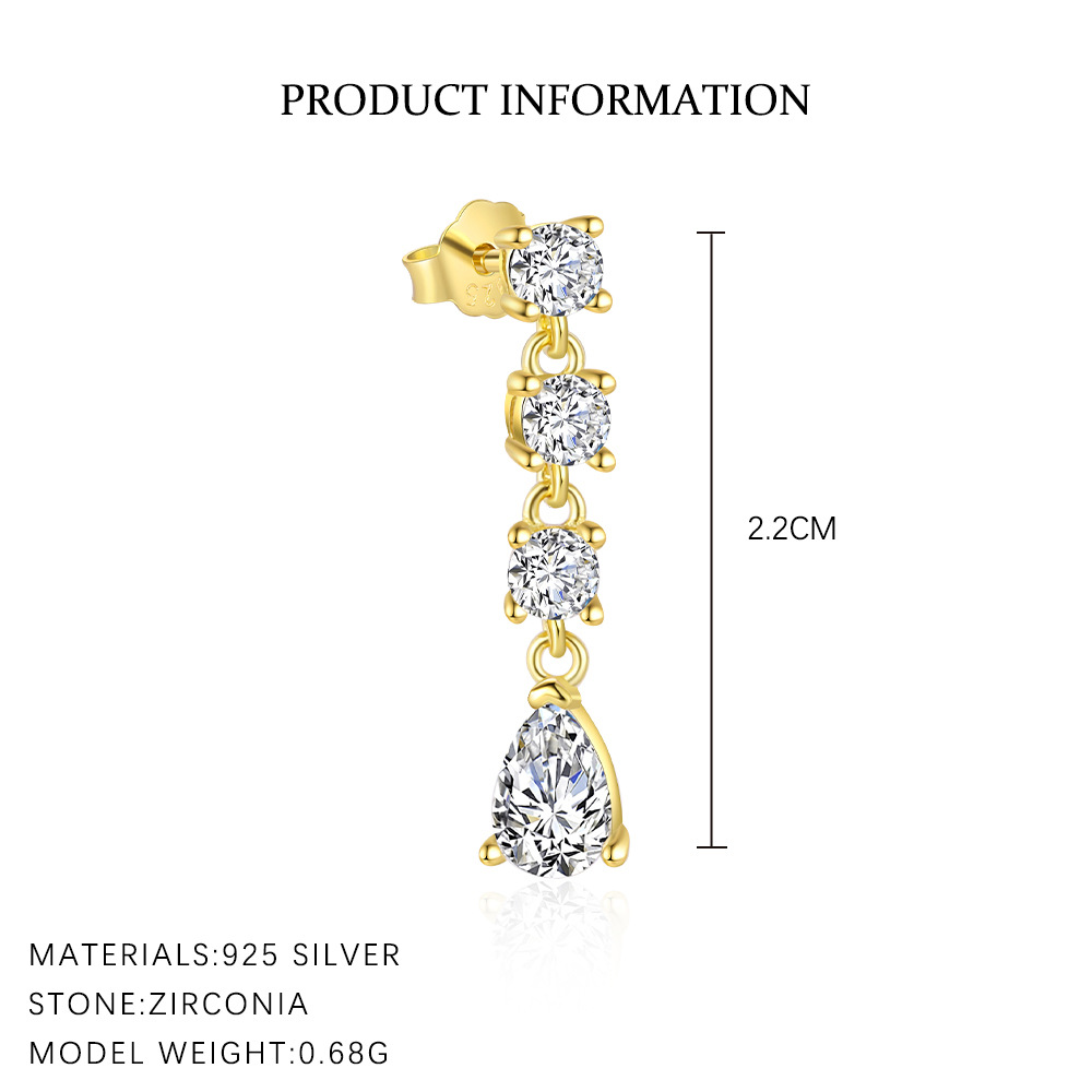 S925 Sterling Silver Tassel and Zircon Stud Earrings