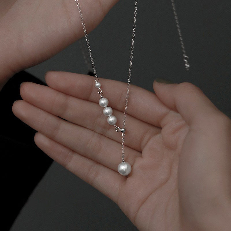 S925 pure silver pearl necklace