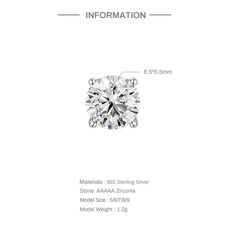 S925 sterling silver geometric square zircon earrings