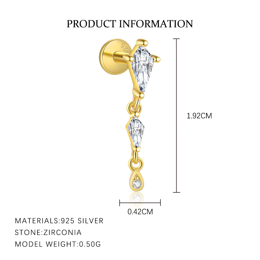 S925 sterling silver stud earrings with cubic zirconia