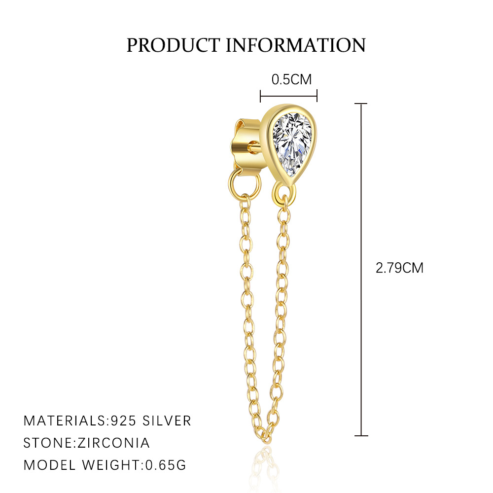 S925 sterling silver stud earrings with cubic zirconia