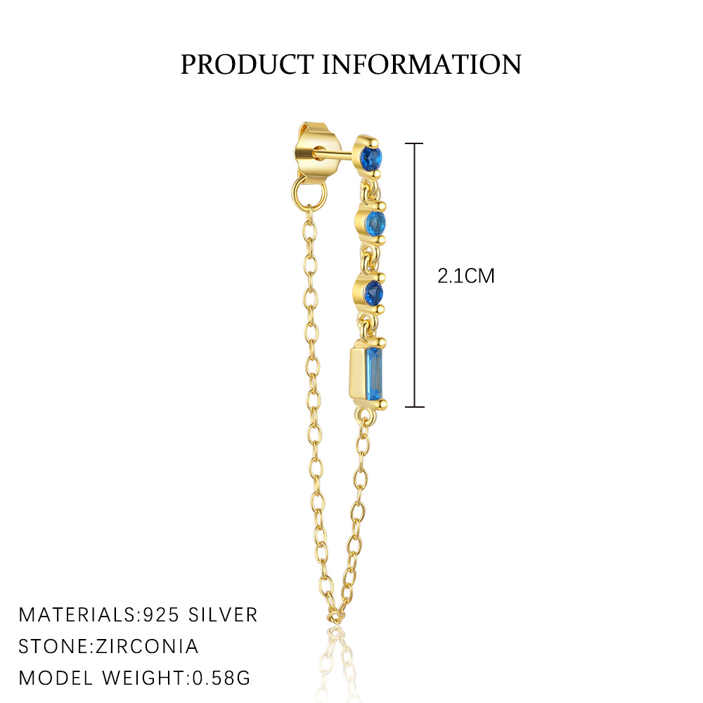 S925 Sterling Silver Blue Zircon Stud Earring Set