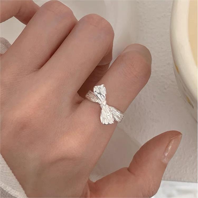 925 sterling silver bowknot ring - silvery