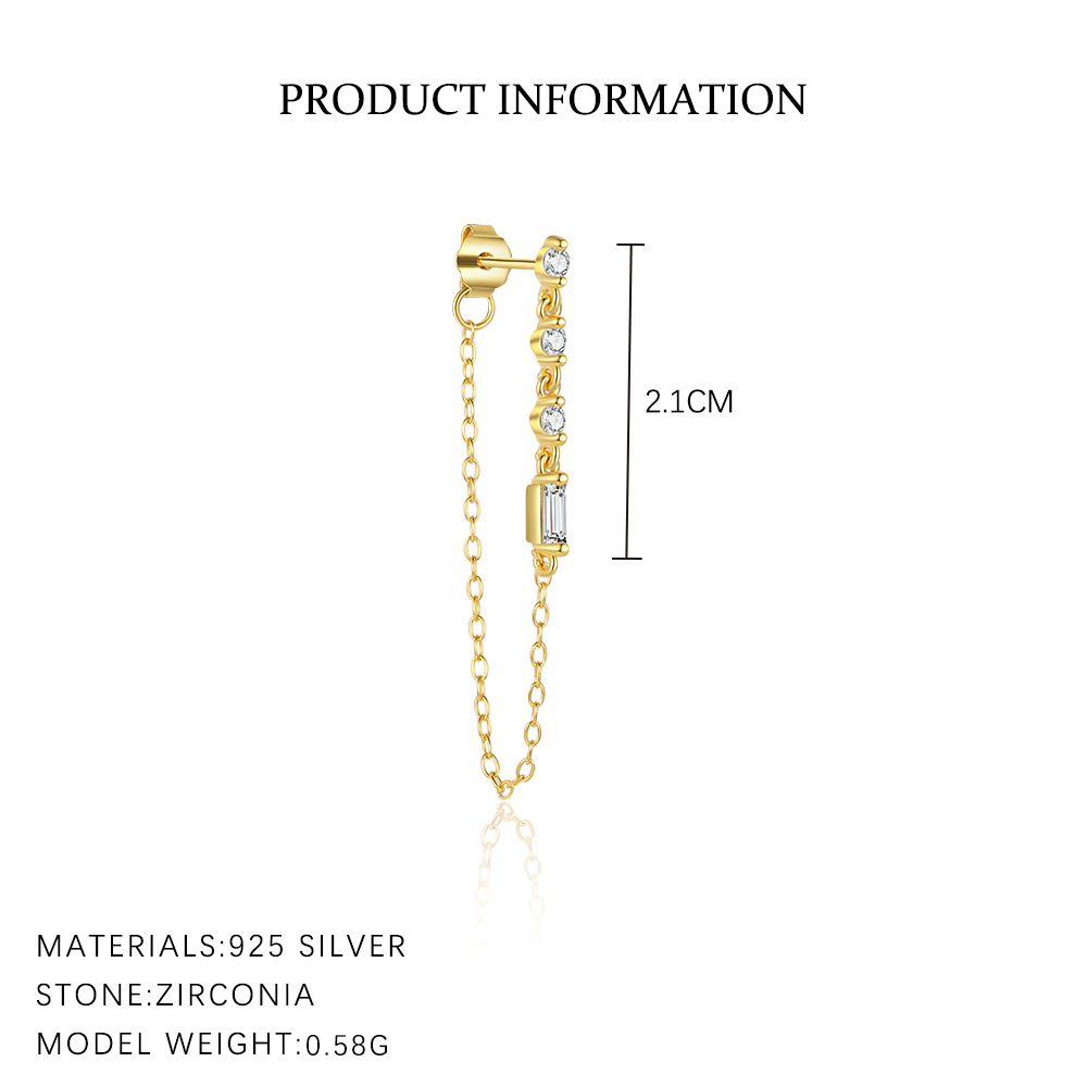 S925 Sterling Silver Zircon Stud Earrings