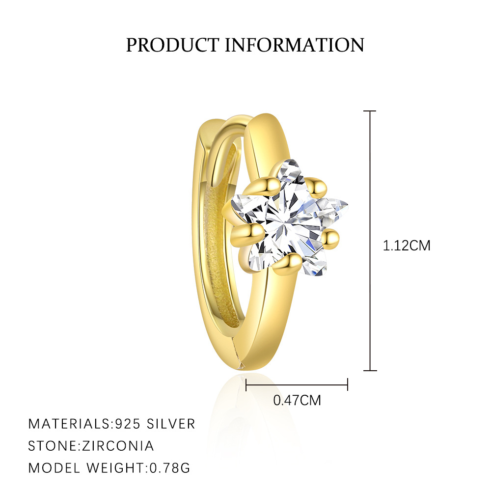 S925 Sterling Silver Zircon Stud Earrings