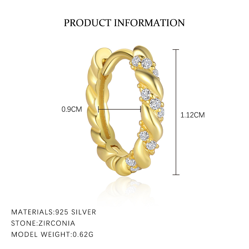 S925 Sterling Silver Zircon Huggie Earrings