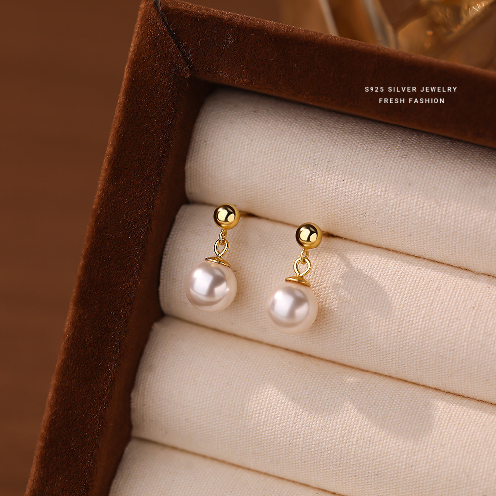 S925 Sterling Silver Pearl Drop Earrings
