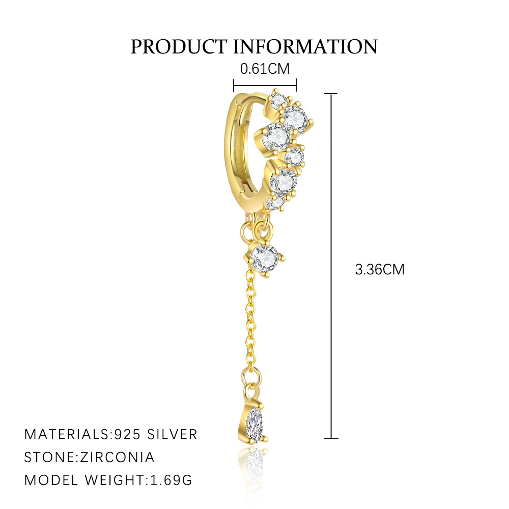 S925 Sterling Silver Zircon Stud Earrings