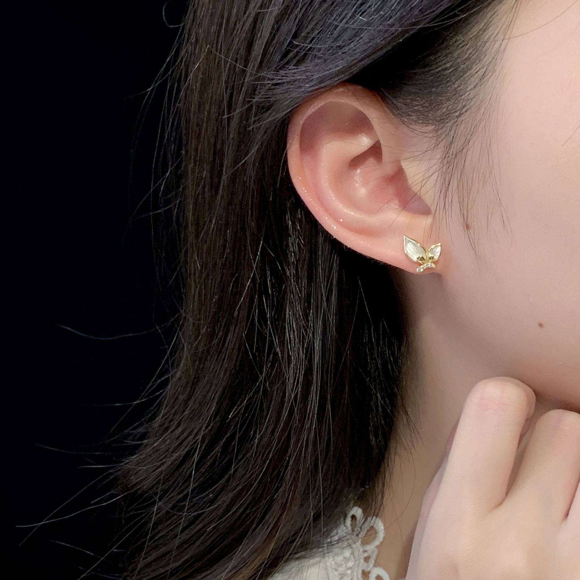 925 sterling silver butterfly earrings - golden