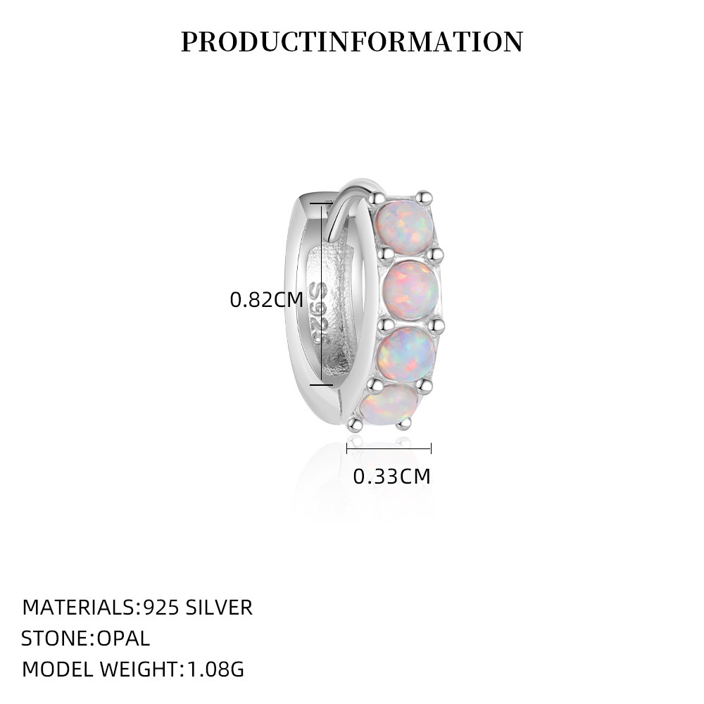 S925 Sterling Silver Opal and Zircon Earrings