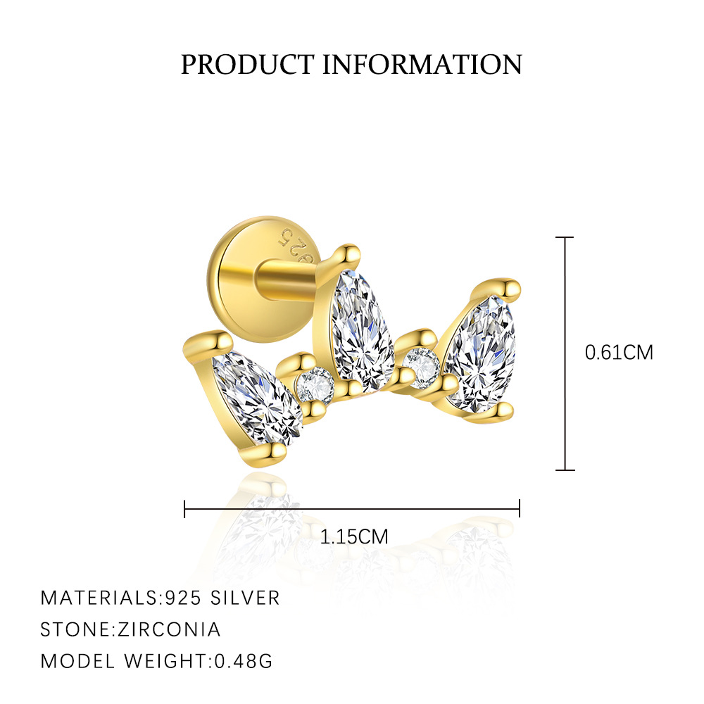 S925 Sterling Silver Zircon Stud Earrings