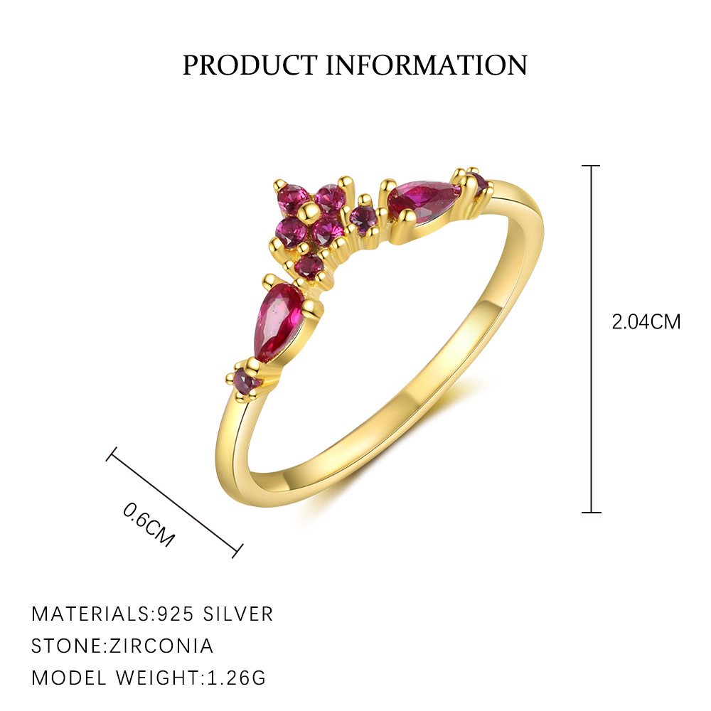 S925 Sterling Silver Open Ring with Colorful Sparkling Zirconia