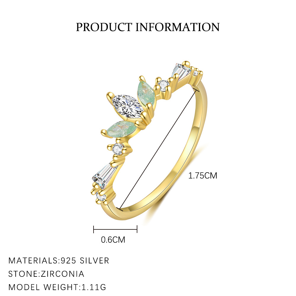 S925 Sterling Silver Ring with Colorful Cubic Zirconia
