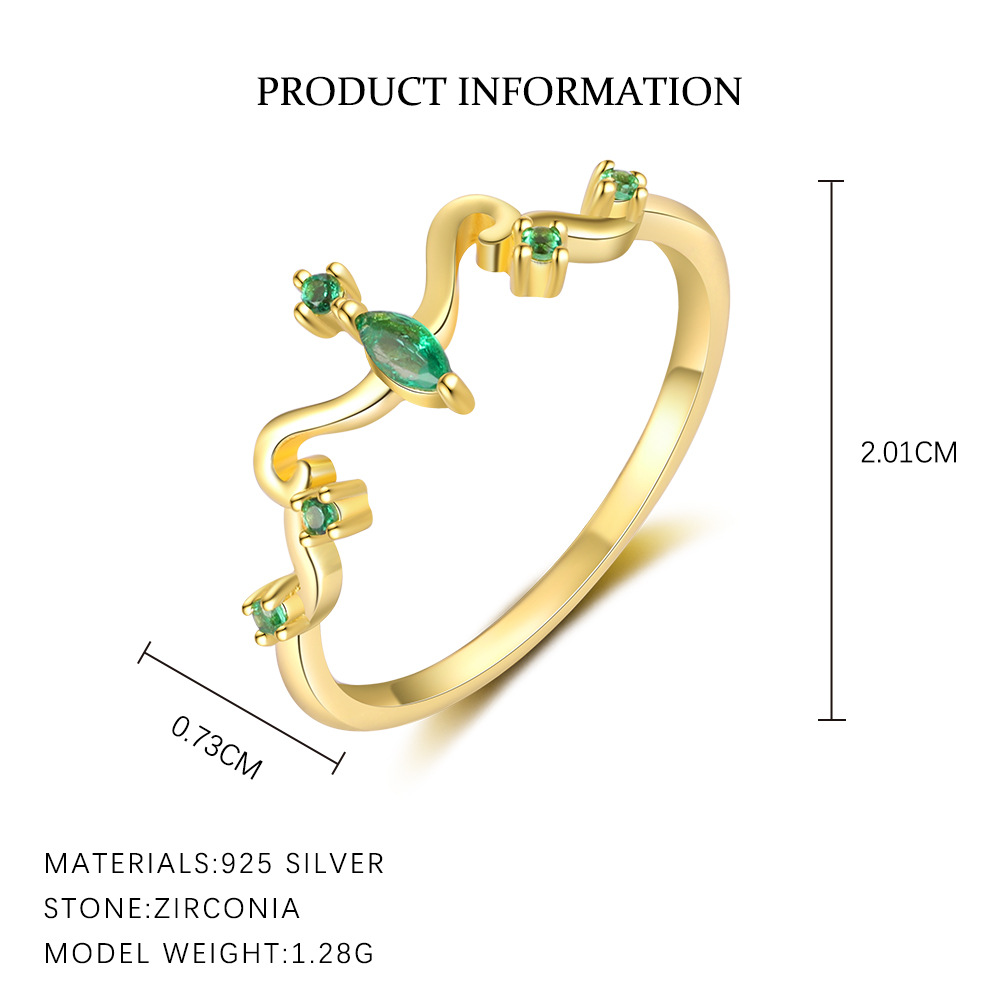 S925 Sterling Silver Ring with Colorful Zirconia