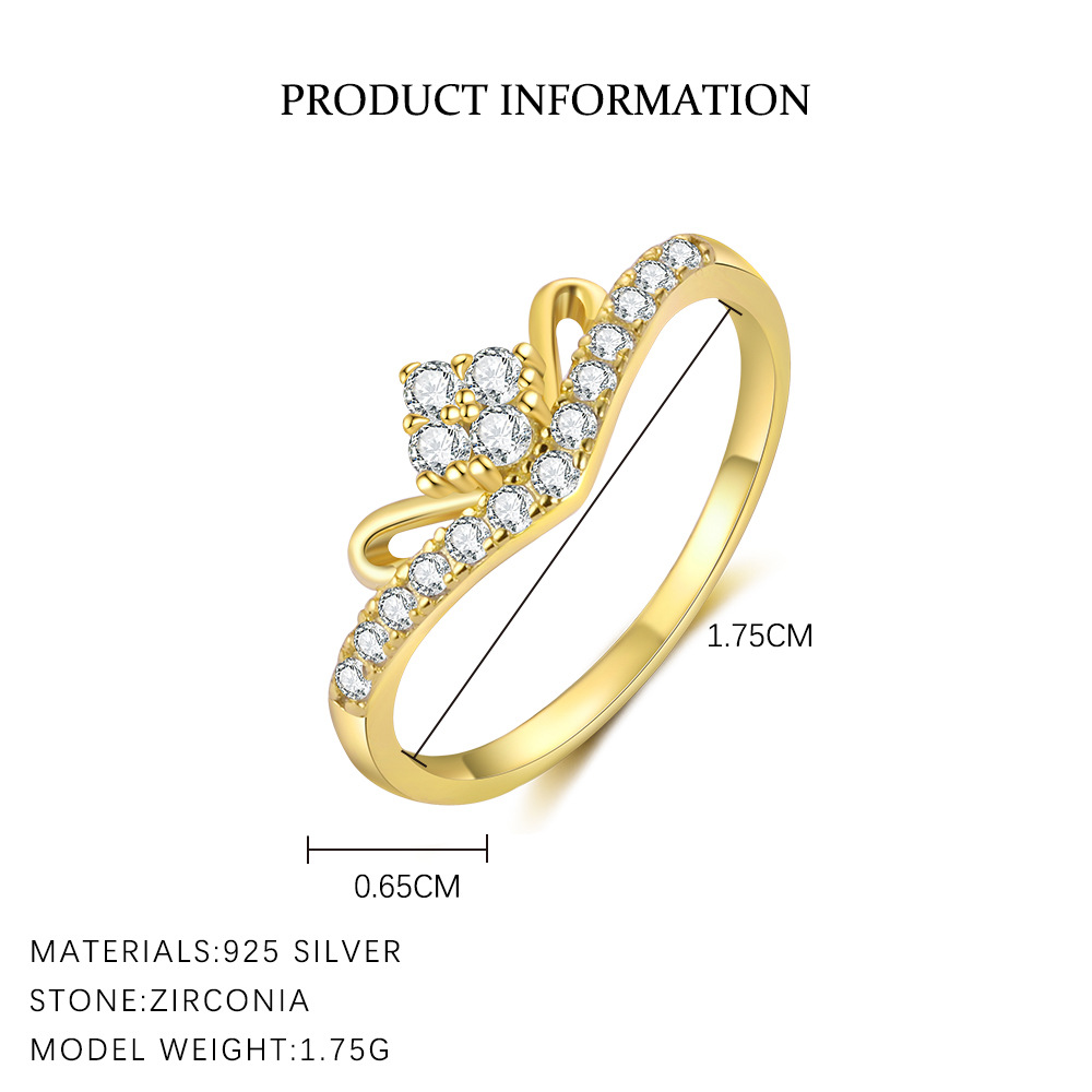 S925 Sterling Silver Flower Ring with Zirconia