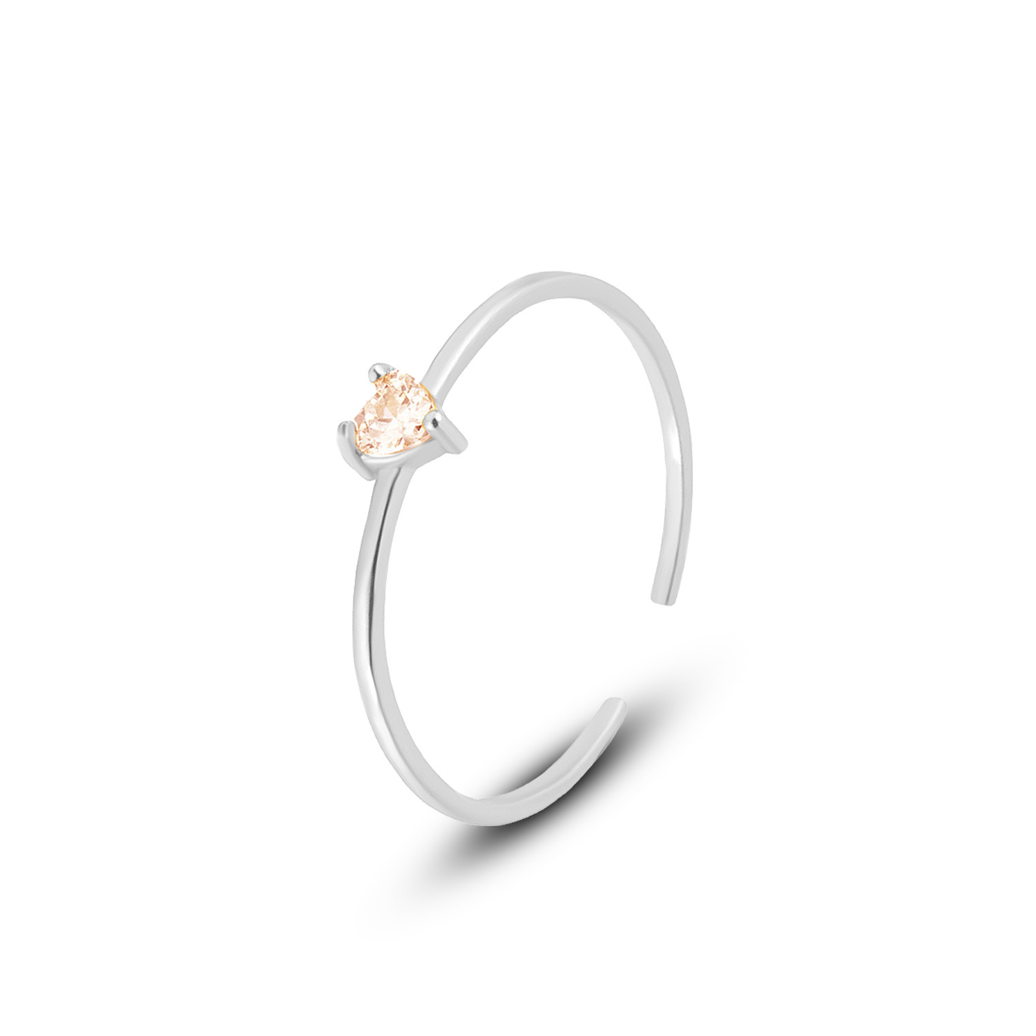 S925 Sterling Silver Heart-Shaped Colorful Zircon Ring