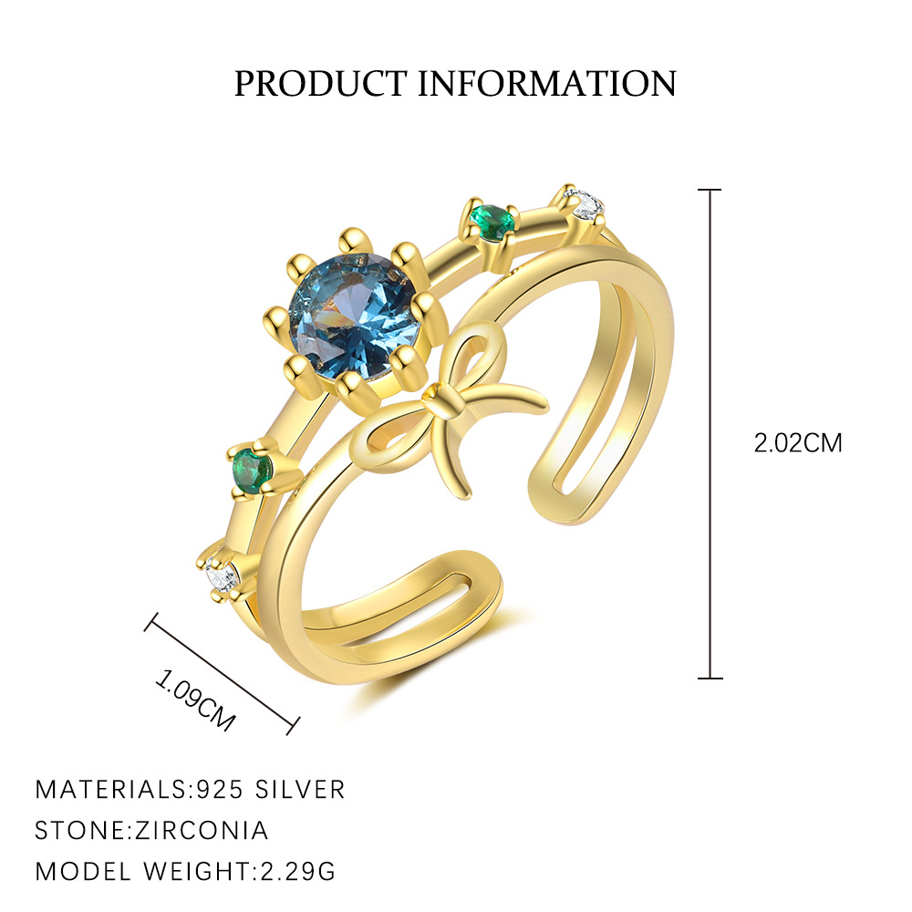 S925 Sterling Silver Open Ring with Sparkling Zirconia