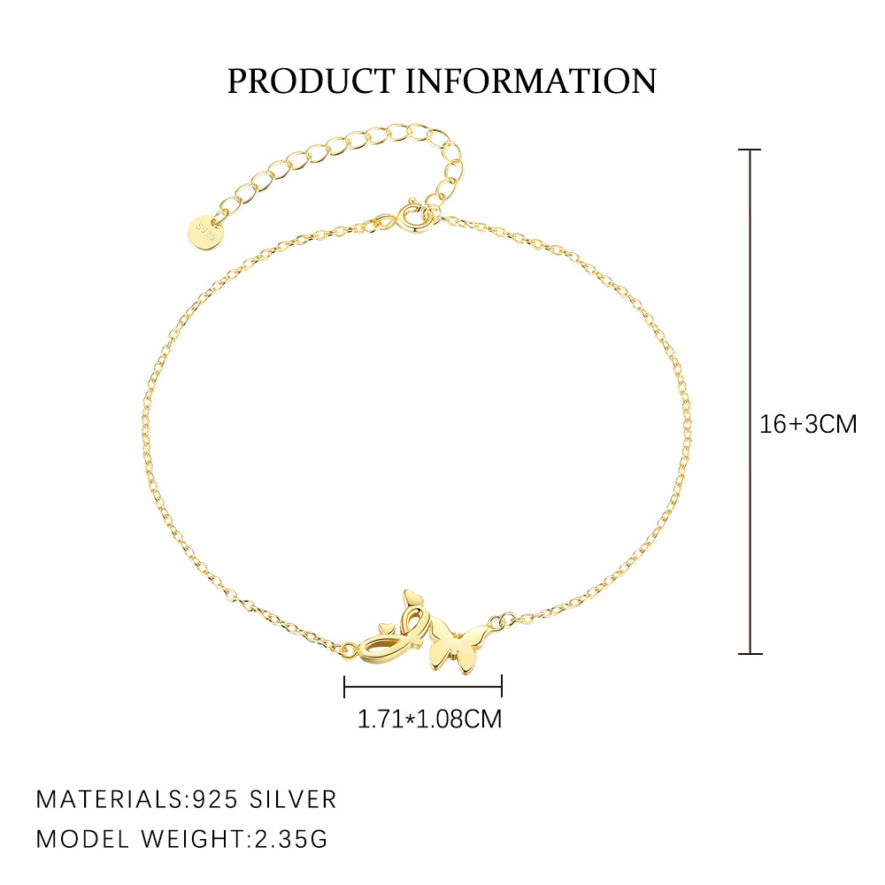 S925 Sterling Silver 26-Letter Bracelet