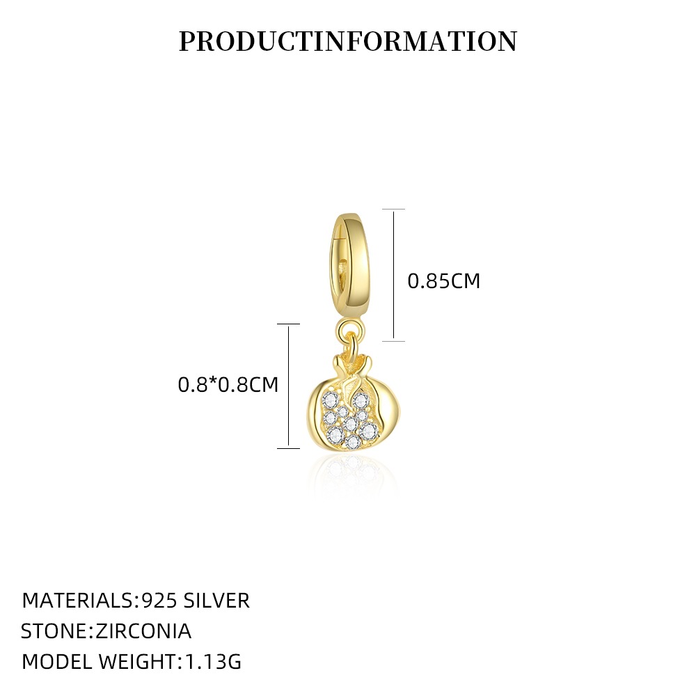 S925 Sterling Silver and Zircon Fruit Pendant