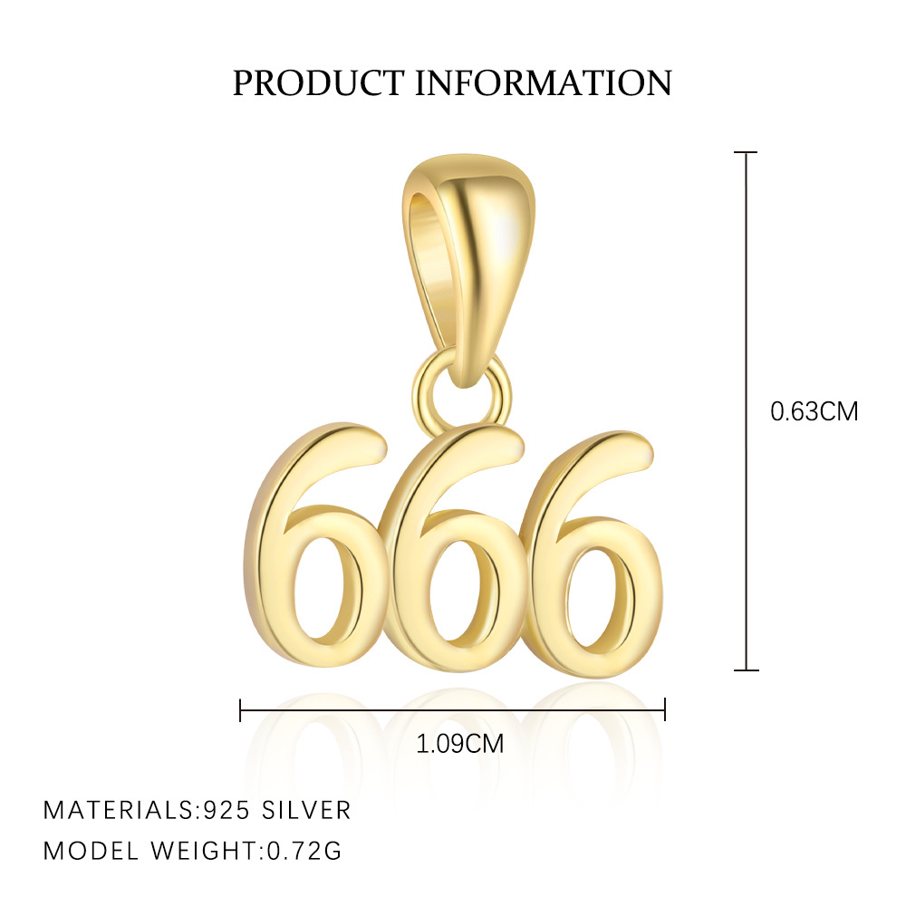 S925 Sterling Silver Number Pendant