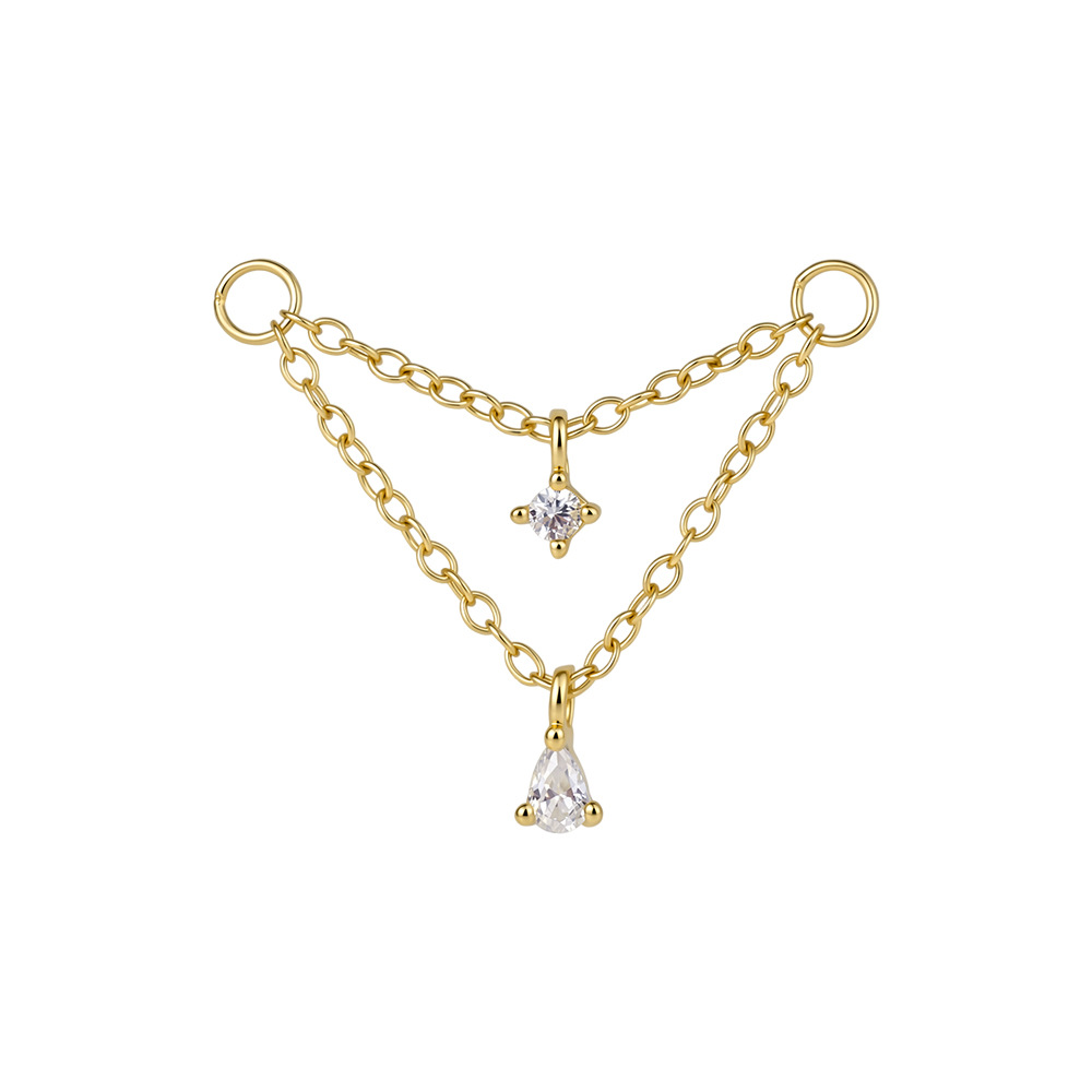 S925 Sterling Silver Chain Ear Bridge with Zirconia(Ear tips not included)
