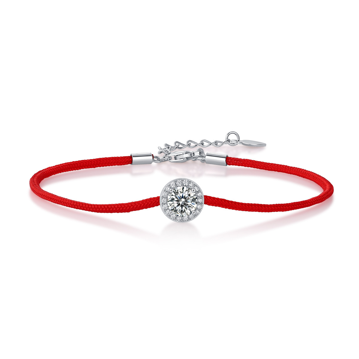 S925 Silver Moissanite Red Cord Bracelet