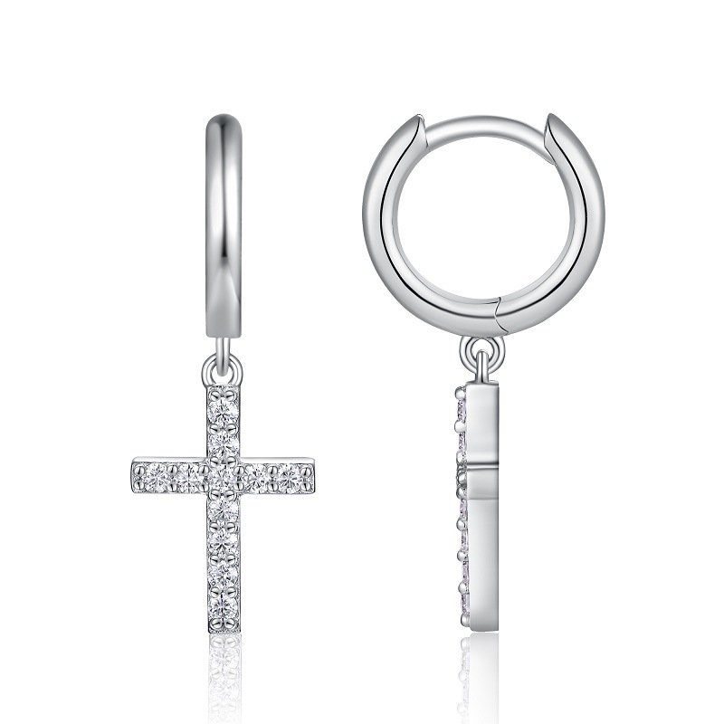 S925 Silver Moissanite Cross Earrings