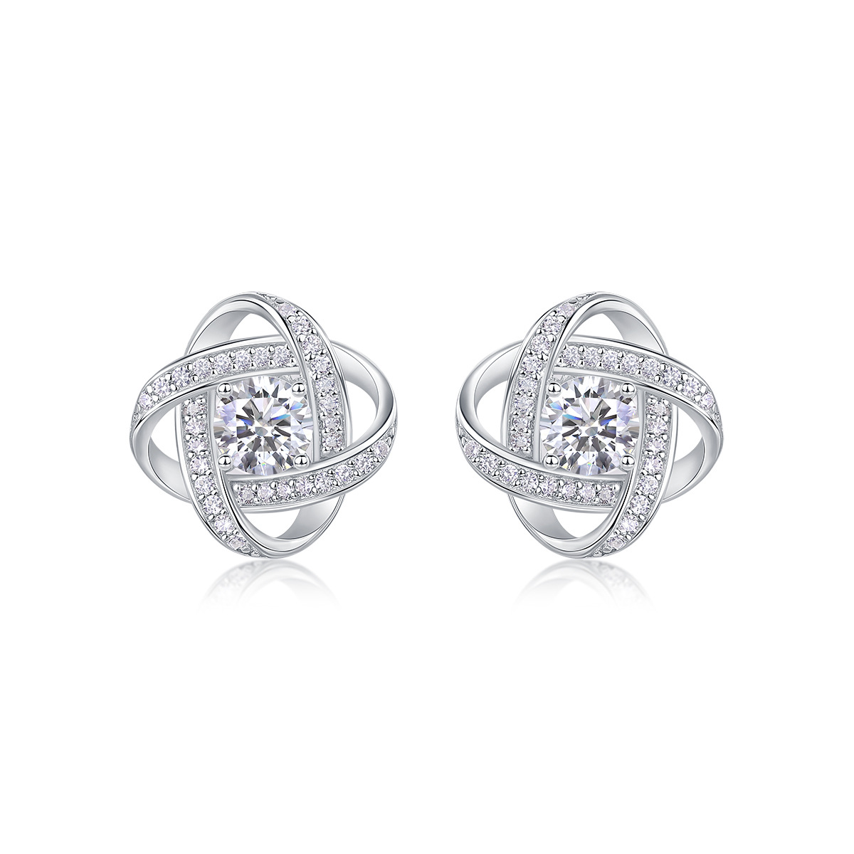 S925 Silver Six-Prong Moissanite Stud Earrings