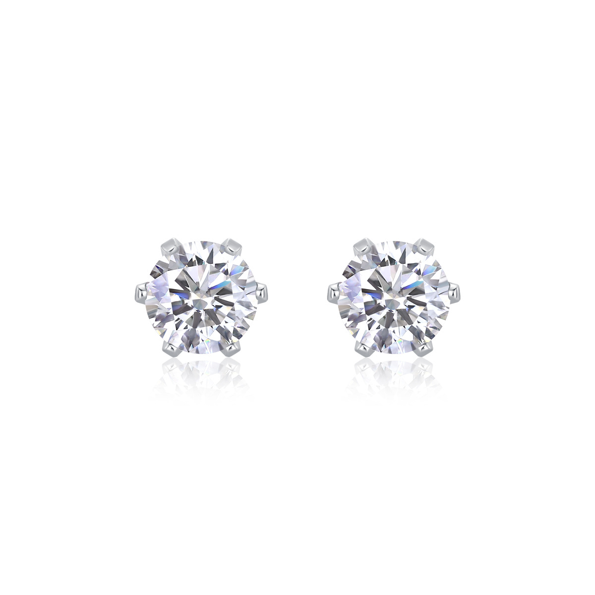 S925 Sterling Silver Round Moissanite Earrings for Sensitive Ears