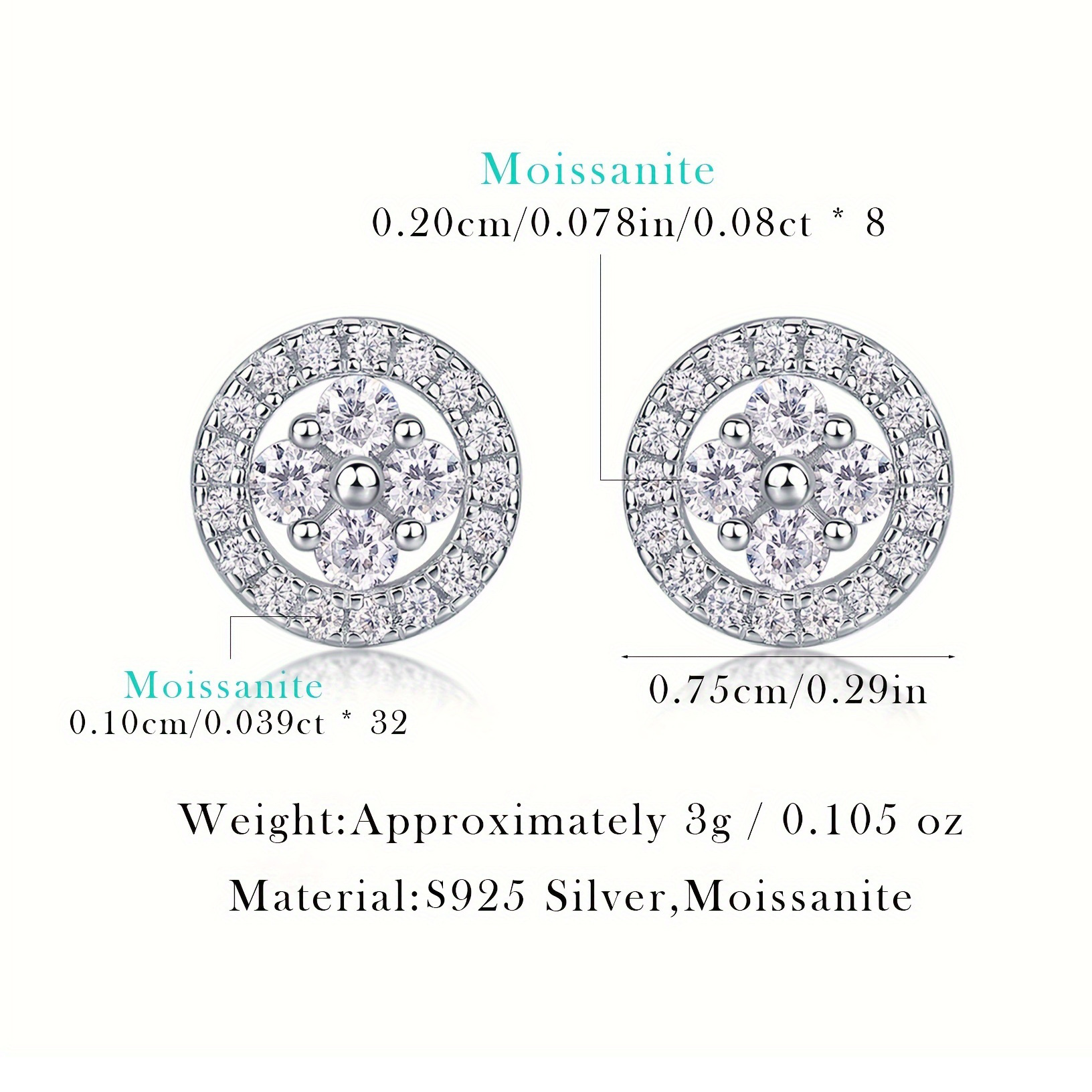 S925 Silver Square Moissanite "Chanel-Style" Stud Earrings