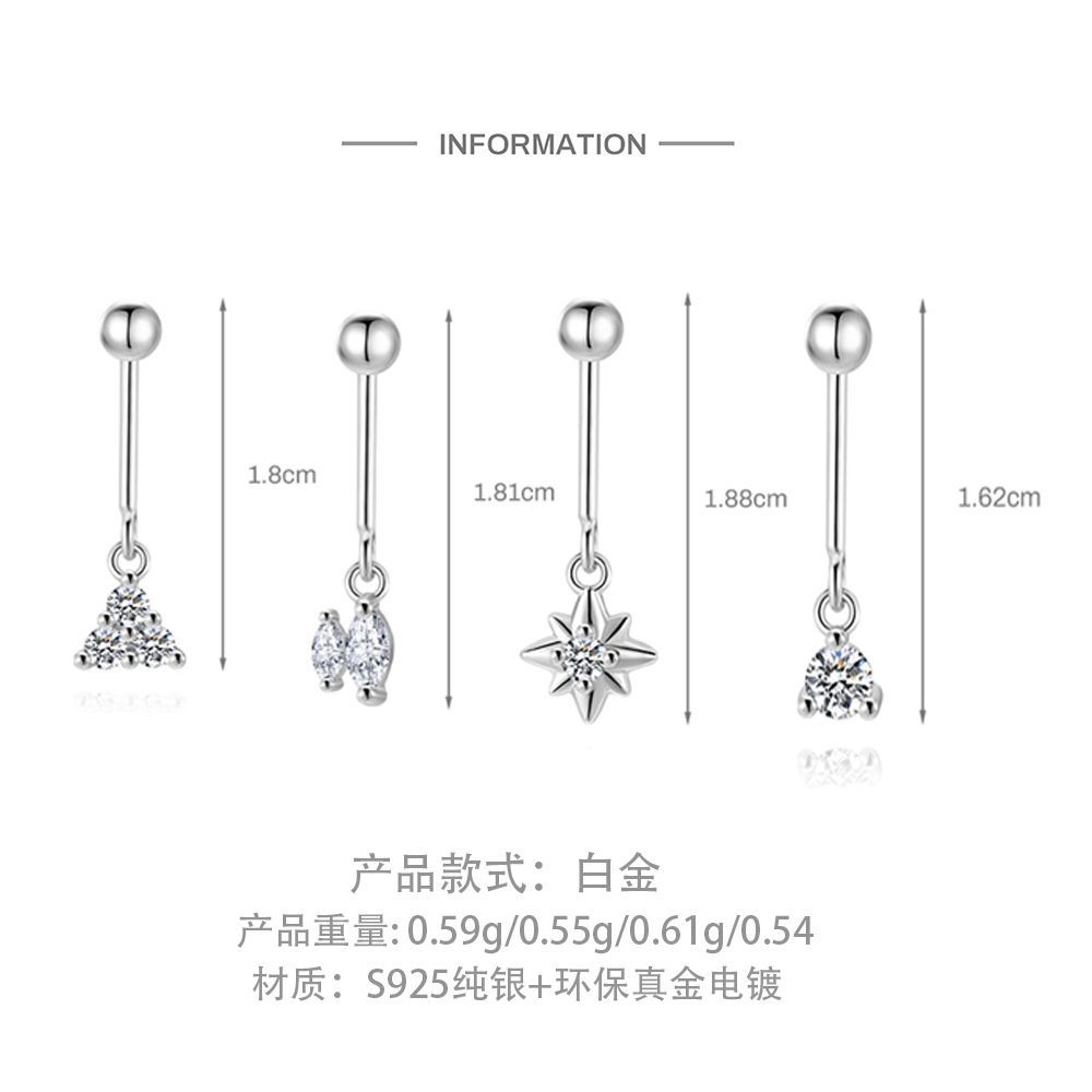 S925 Sterling Silver Bow Moissanite Flat-Back Threaded Cartilage Stud