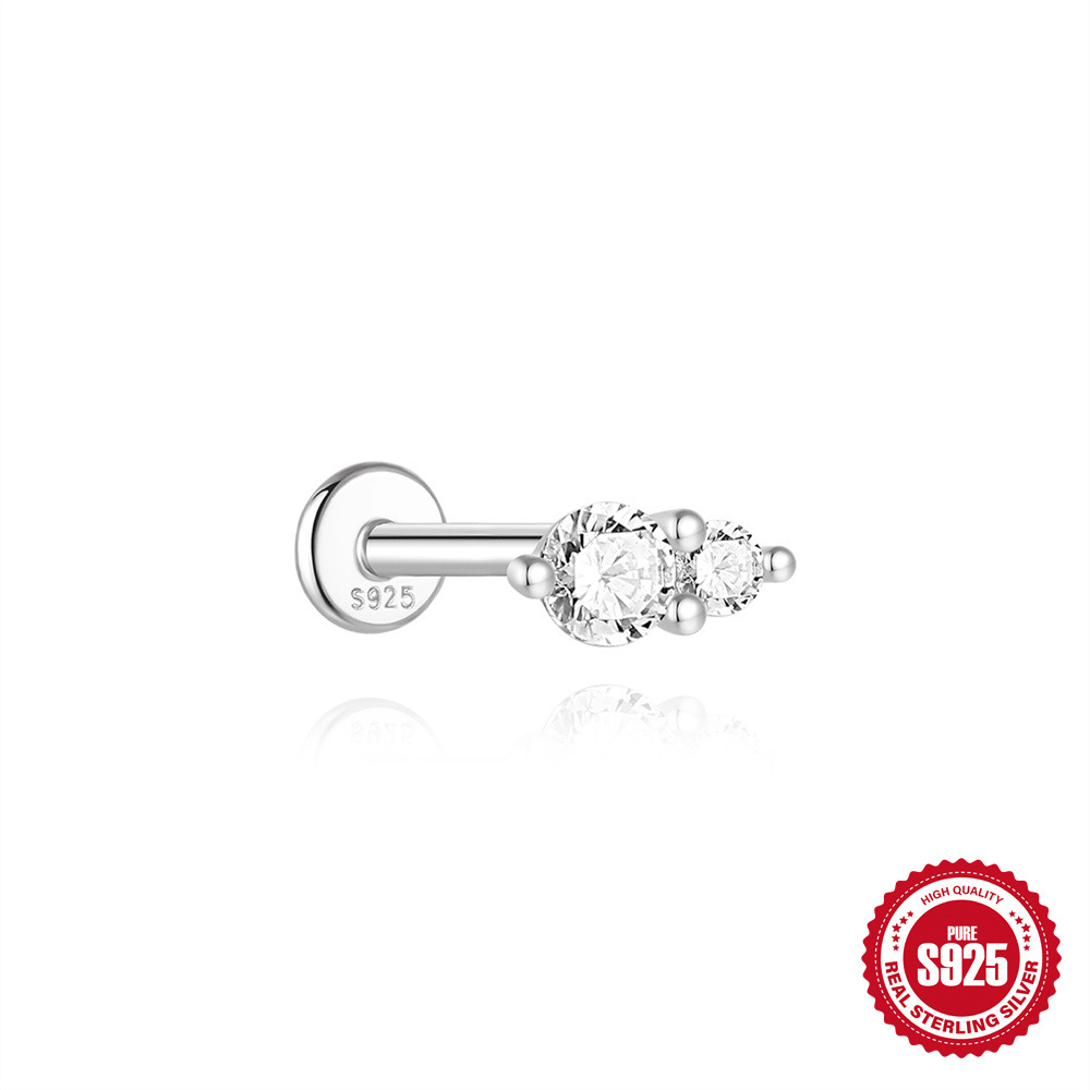 S925 Sterling Silver Moissanite Classic Bezel-Set Round Screw-Back Earrings