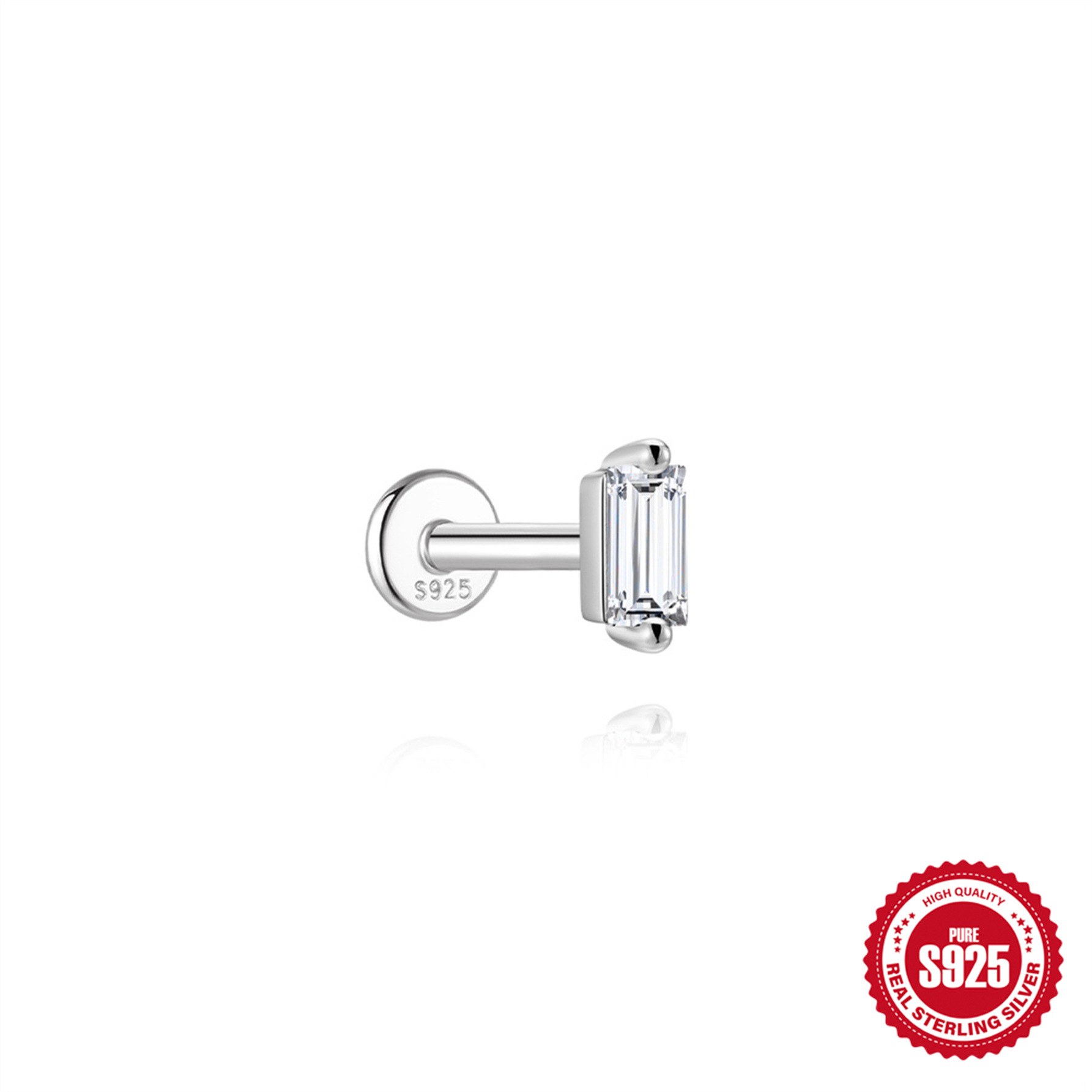 S925 Sterling Silver Moissanite Ear Stud: Starburst, Heart, Pentagram, Butterfly, and Eye Designs